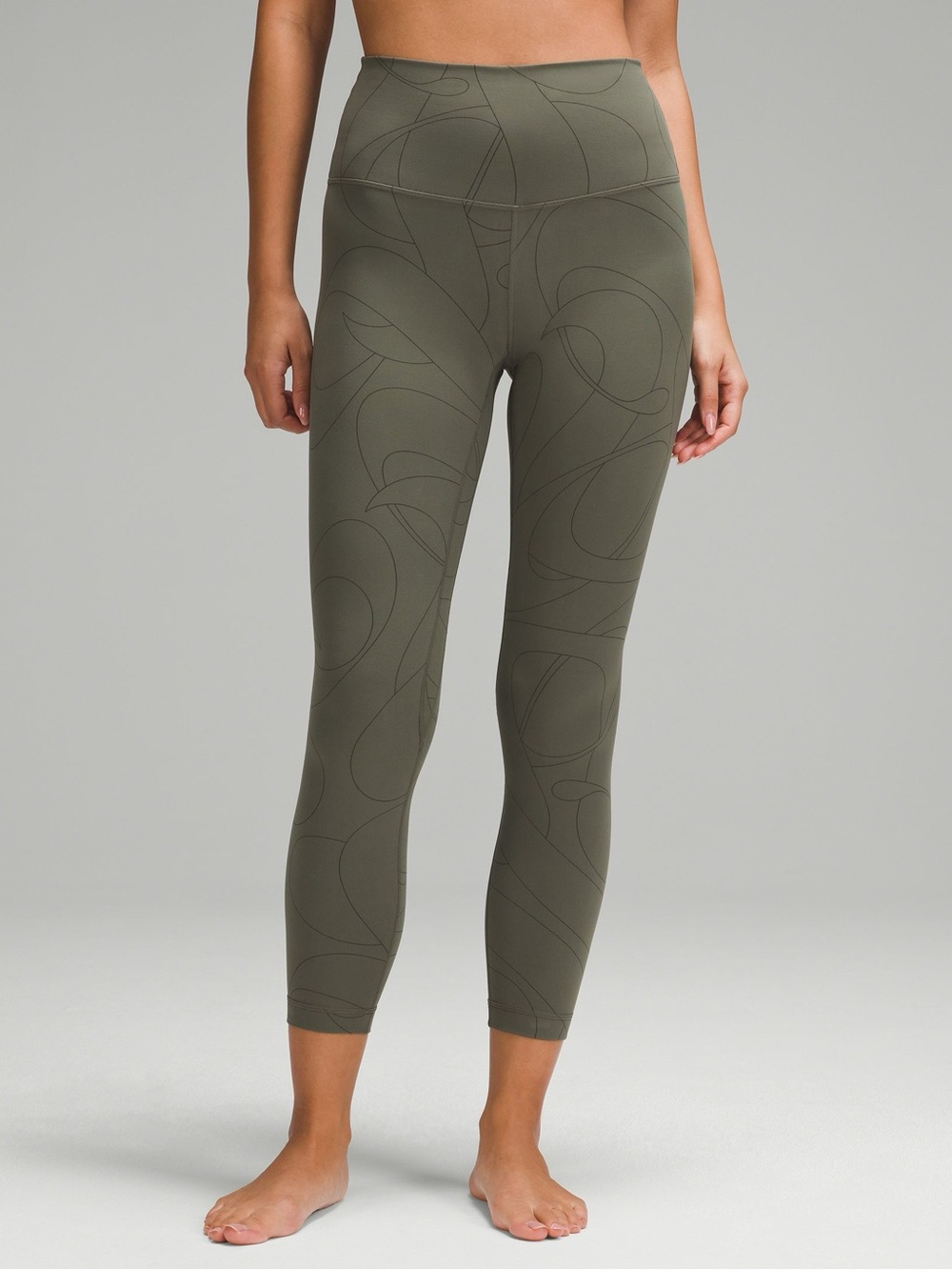 Lululemon Align High-Rise Pant 25” in Scripted Yogo Army Green/Dark Olive